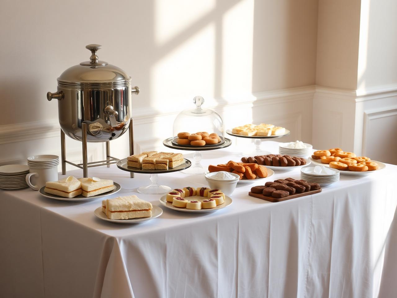 Simple buffet and refreshments for a funeral reception